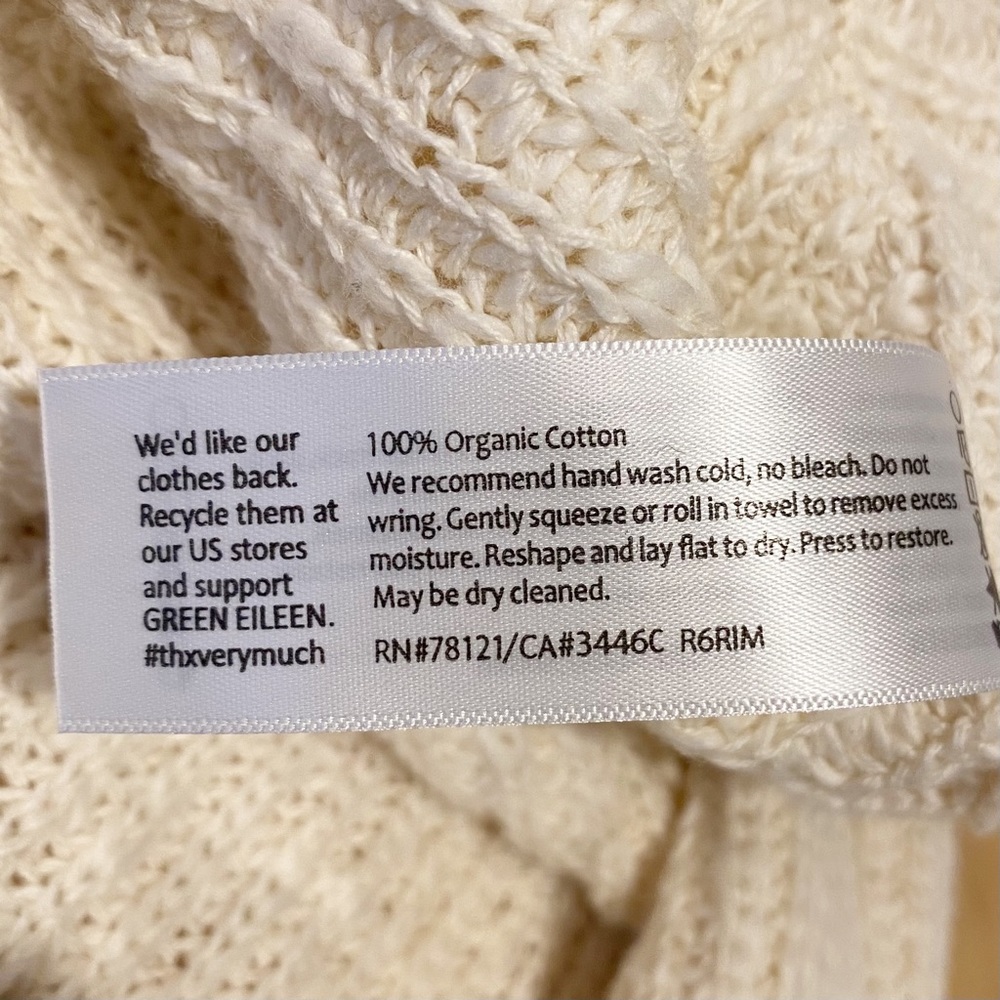 Eileen Fisher | Mock Neck Poncho Sweater, 100% Organic Cotton Sz. S/M - Picture 9 of 9